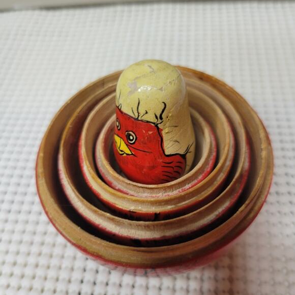 Nesting Birds (2) Red Cardinal & Blue Bird Wooden Nesting Dolls SEE DESCRIPTION - Picture 9 of 16